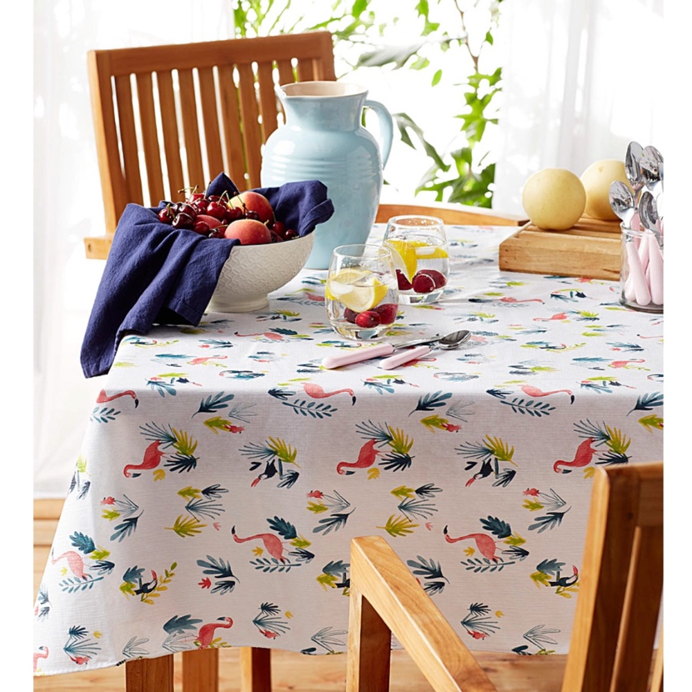 Danica Fiji Island with exotic birds vinyl tablecloth for inside or patio NWT